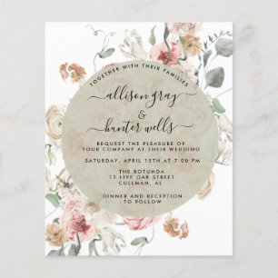 Prospectus 11,4 Cm X 14,2 Cm Budget Faire-part de mariage floral Annabeth Fly