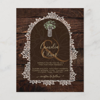 Prospectus 11,4 Cm X 14,2 Cm BUDGET Faire-part de mariage photo Dentelle de boi