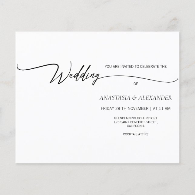 Prospectus 11,4 Cm X 14,2 Cm BUDGET faire-part de mariage simple. Flyer (Devant)