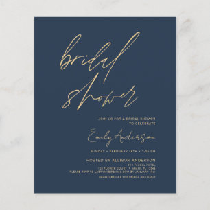 Prospectus 11,4 Cm X 14,2 Cm Budget Fête des mariées Marine Bleu Script Minimal
