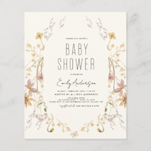 Prospectus 11,4 Cm X 14,2 Cm Budget Fleur sauvage Boho Baby shower Élégant mode