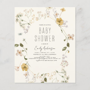 Prospectus 11,4 Cm X 14,2 Cm Budget Fleur sauvage Boho Baby shower Élégant mode