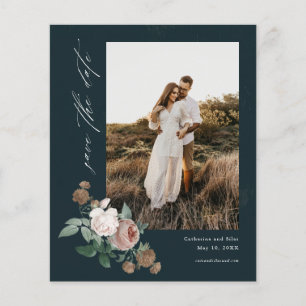 Prospectus 11,4 Cm X 14,2 Cm Budget Fleurs Vintage Photo Mariage Carte de Faire