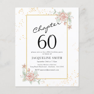 Prospectus 11,4 Cm X 14,2 Cm Budget Floral 60e anniversaire Invitation