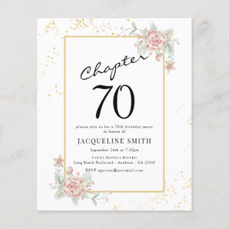 Prospectus 11,4 Cm X 14,2 Cm Budget Floral 70e anniversaire Invitation