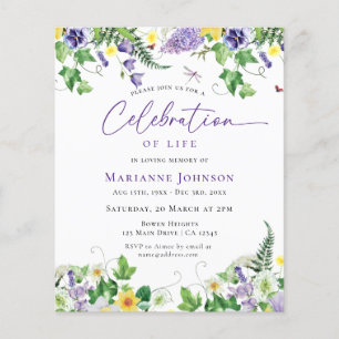 Prospectus 11,4 Cm X 14,2 Cm Budget Floral Célébration de la vie funéraire