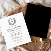 Budget Floral Crest Monogramme Mariage Élégant