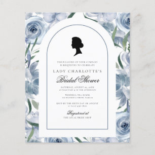 Prospectus 11,4 Cm X 14,2 Cm Budget Floral Dusty Blue Bridal Shower Invitation