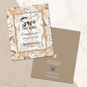 Prospectus 11,4 Cm X 14,2 Cm Budget Floral QR Code Mariage Enregistrer la date