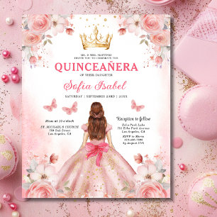 Prospectus 11,4 Cm X 14,2 Cm Budget Floral rose Bilingue Espagnol Quinceanera