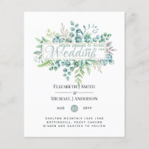 Budget FLYER Papier Mariage Vert Invitation