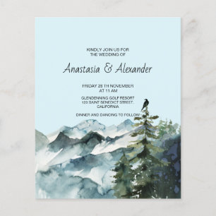 Prospectus 11,4 Cm X 14,2 Cm Budget/Forêt & Montagnes Faire-part de mariage.