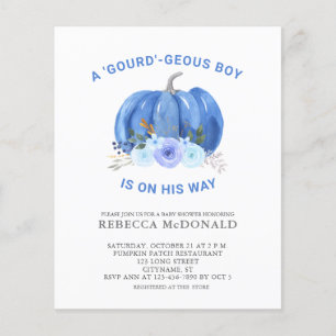 Prospectus 11,4 Cm X 14,2 Cm Budget Fun Blue Citrouille Baby Boy Shower Invitat