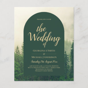 Prospectus 11,4 Cm X 14,2 Cm BUDGET Green Forest Pine Trees Mariage INVITER