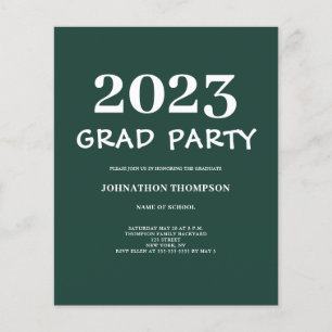 Prospectus 11,4 Cm X 14,2 Cm Budget Green Graduation Party Invitation Flyer