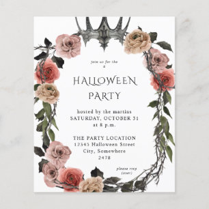 Prospectus 11,4 Cm X 14,2 Cm Budget Halloween Couronne rose Black Floral Party