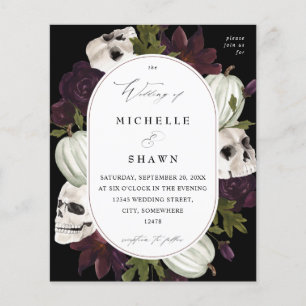 Prospectus 11,4 Cm X 14,2 Cm Budget Halloween violet floral et Mariage crâne