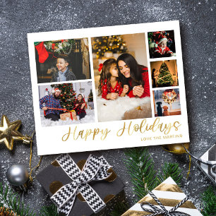 Prospectus 11,4 Cm X 14,2 Cm Budget Happy Holidays Gold 6 Photo Flyer