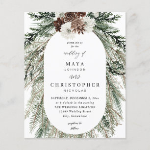 Prospectus 11,4 Cm X 14,2 Cm Budget Hiver Blanc Floral & Pin 2 Mariage