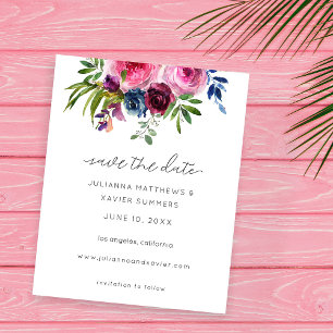 Prospectus 11,4 Cm X 14,2 Cm Budget Hot Pink & Navy Blue Enregistrer la date