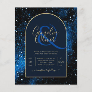 Prospectus 11,4 Cm X 14,2 Cm BUDGET Invitation de mariage Nuit étoilée Bleu mar