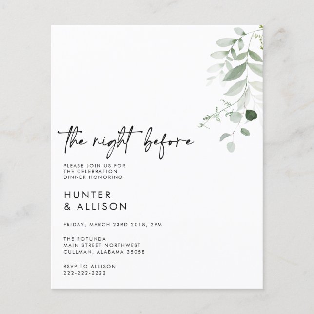 Prospectus 11,4 Cm X 14,2 Cm BUDGET Invitation La Veille Flyer (Devant)