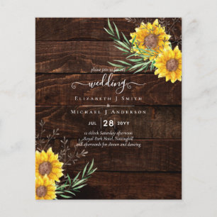 Prospectus 11,4 Cm X 14,2 Cm BUDGET Jardin Fleurs de soleil Mariage de bois rus