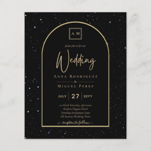 Prospectus 11,4 Cm X 14,2 Cm BUDGET Jet BLACK GOLD Starry Night Wedding INVITE