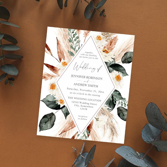 Prospectus 11,4 Cm X 14,2 Cm Budget LG Texte Boho Cuivre Floral 3 Mariage (Créateur téléchargé)