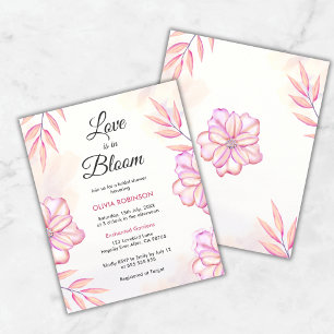 Prospectus 11,4 Cm X 14,2 Cm Budget Love est dans Bloom Bridal Shower Invitatio