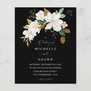 Prospectus 11,4 Cm X 14,2 Cm Budget Magnolia Mariage Floral blanc - Noir
