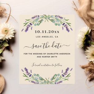 Prospectus 11,4 Cm X 14,2 Cm Budget mariage beige lavande enregistrer la date