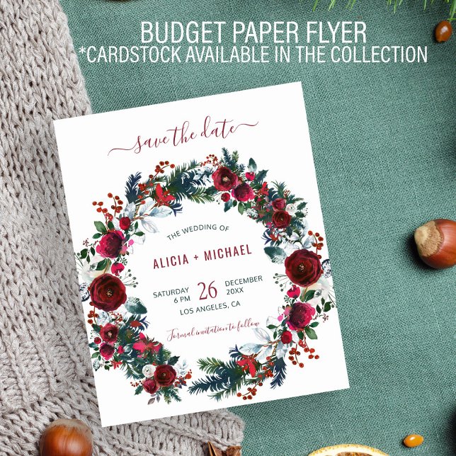 Prospectus 11,4 Cm X 14,2 Cm BUDGET mariage d'aquarelle florale d'hiver date de (Créateur téléchargé)