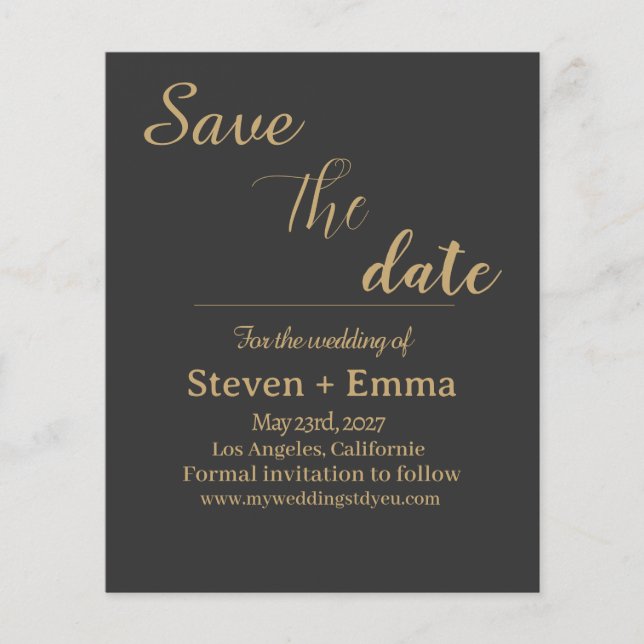 Prospectus 11,4 Cm X 14,2 Cm Budget mariage élégant enregistrer la date papeter (Devant)