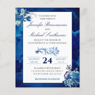 Prospectus 11,4 Cm X 14,2 Cm Budget mariage élégant floral ombré bleu