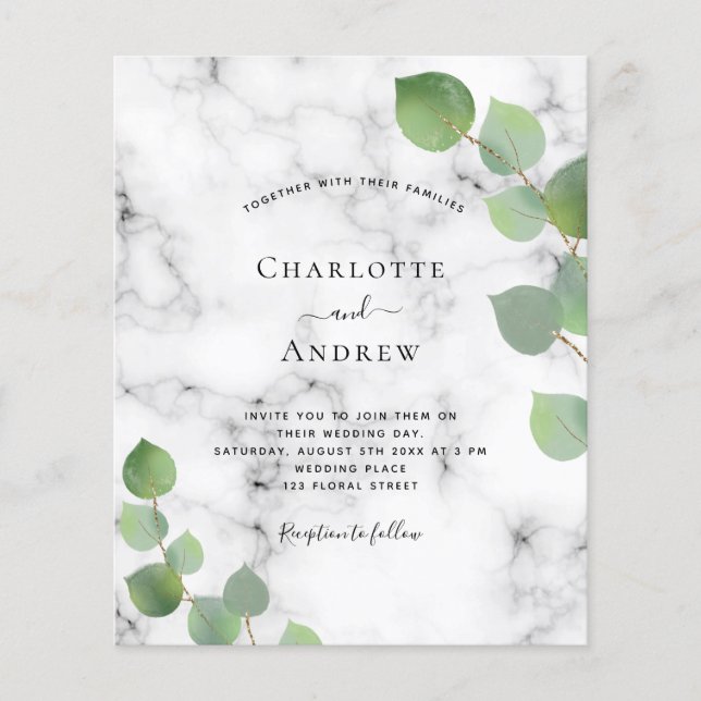 Prospectus 11,4 Cm X 14,2 Cm Budget mariage en marbre vert eucalyptus (Devant)
