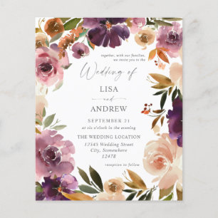 Prospectus 11,4 Cm X 14,2 Cm Budget Mariage Fleurs Violet Rose Clair V3 Grand