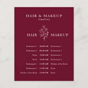 Prospectus 11,4 Cm X 14,2 Cm Budget Mariage maquillage cheveux chronologie bord