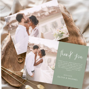 Prospectus 11,4 Cm X 14,2 Cm Budget Mariage Sage Green Photo Merci Cartes