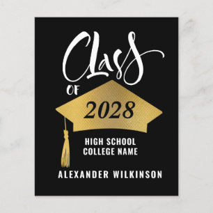 Prospectus 11,4 Cm X 14,2 Cm BUDGET Minimaliste Grad Casquette Grad Invitation