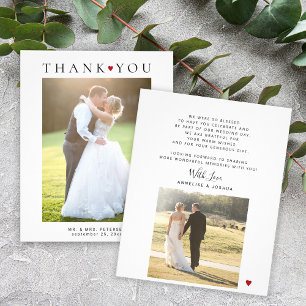 Prospectus 11,4 Cm X 14,2 Cm Budget moderne 2 photos mariage carte de remerciem