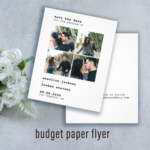 Prospectus 11,4 Cm X 14,2 Cm Budget moderne 4 photos mariage enregistrer la dat