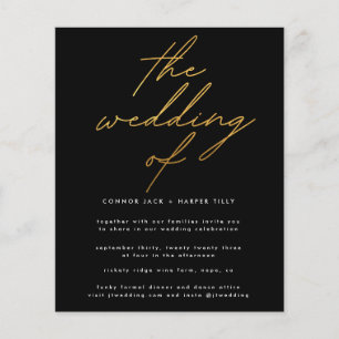 Prospectus 11,4 Cm X 14,2 Cm Budget Moderne Onyx Gold L'invitation de mariage
