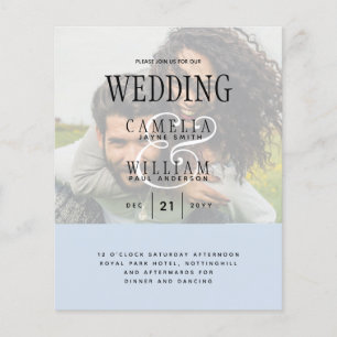 Prospectus 11,4 Cm X 14,2 Cm BUDGET Moderne Photo Overlay All-in1 Mariage Invit
