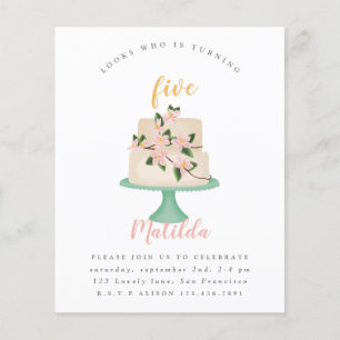 Prospectus 11,4 Cm X 14,2 Cm budget modifiable gâteau d'anniversaire invitation