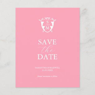 Prospectus 11,4 Cm X 14,2 Cm Budget Monogramme rose Enregistrer la date