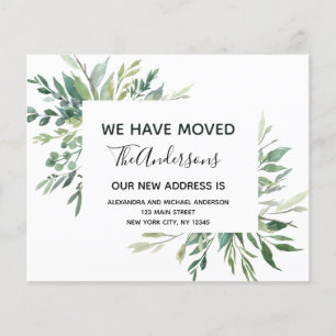 Prospectus 11,4 Cm X 14,2 Cm Budget Moving Announcement Eucalyptus Greenery