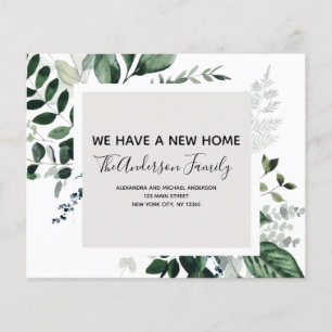 Prospectus 11,4 Cm X 14,2 Cm Budget Moving Announcement Eucalyptus Greenery