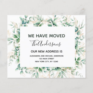 Prospectus 11,4 Cm X 14,2 Cm Budget Moving Announcement Eucalyptus Greenery