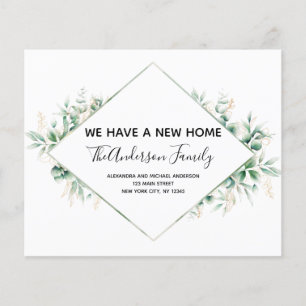 Prospectus 11,4 Cm X 14,2 Cm Budget Moving Announcement Eucalyptus Greenery